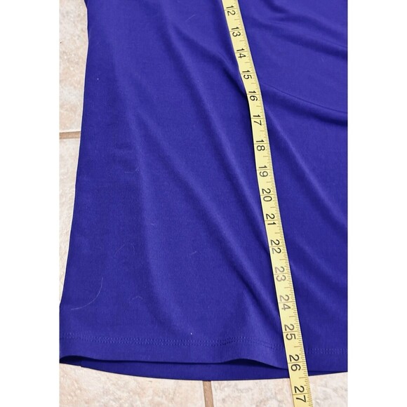 Susan Graver Artisan Size 1X Liquid Knit Embellished Blue Blouse 3/4 Sleeve - Picture 6 of 10